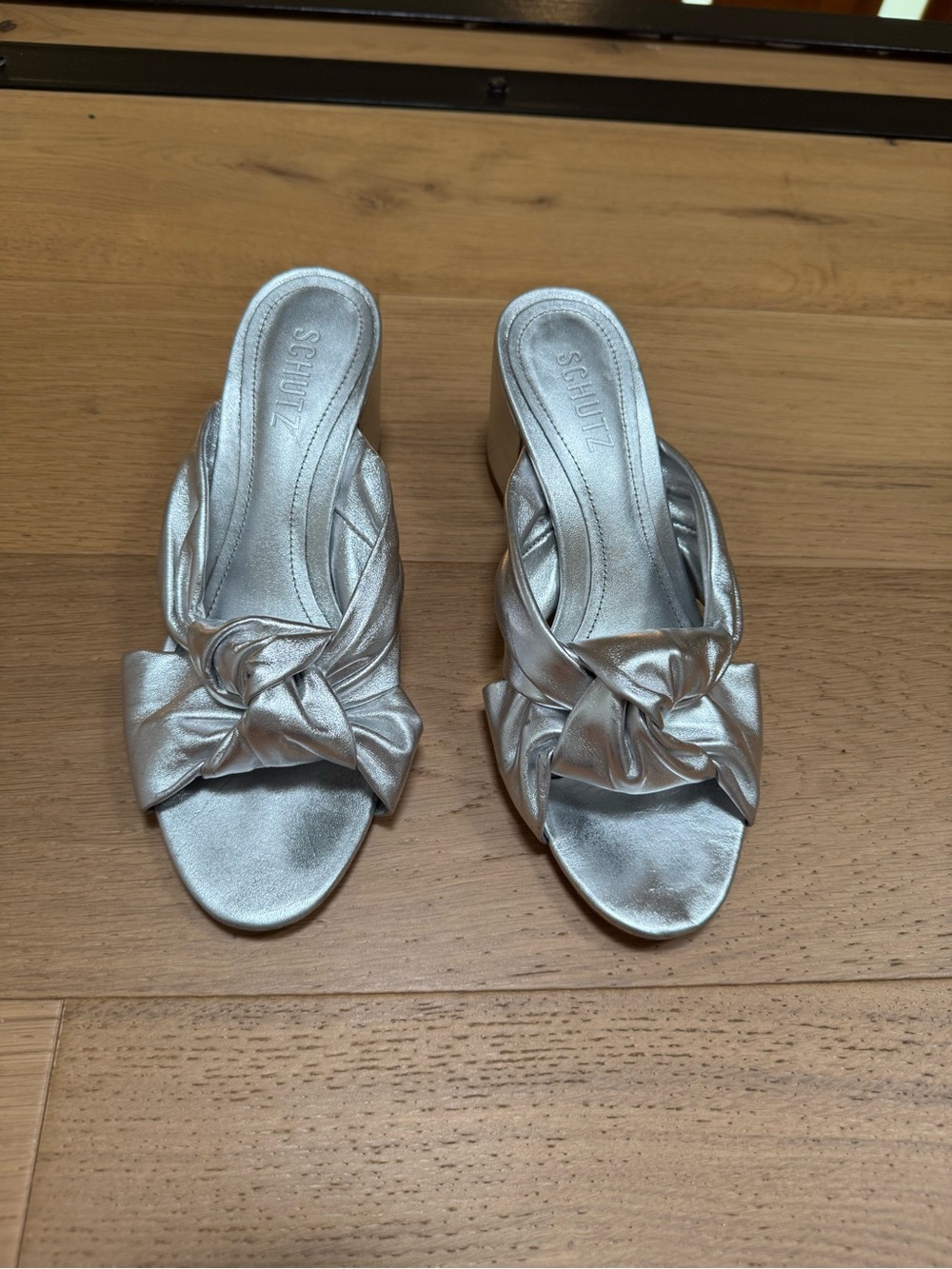 SCHUTZ Silver Knot Slide Mules